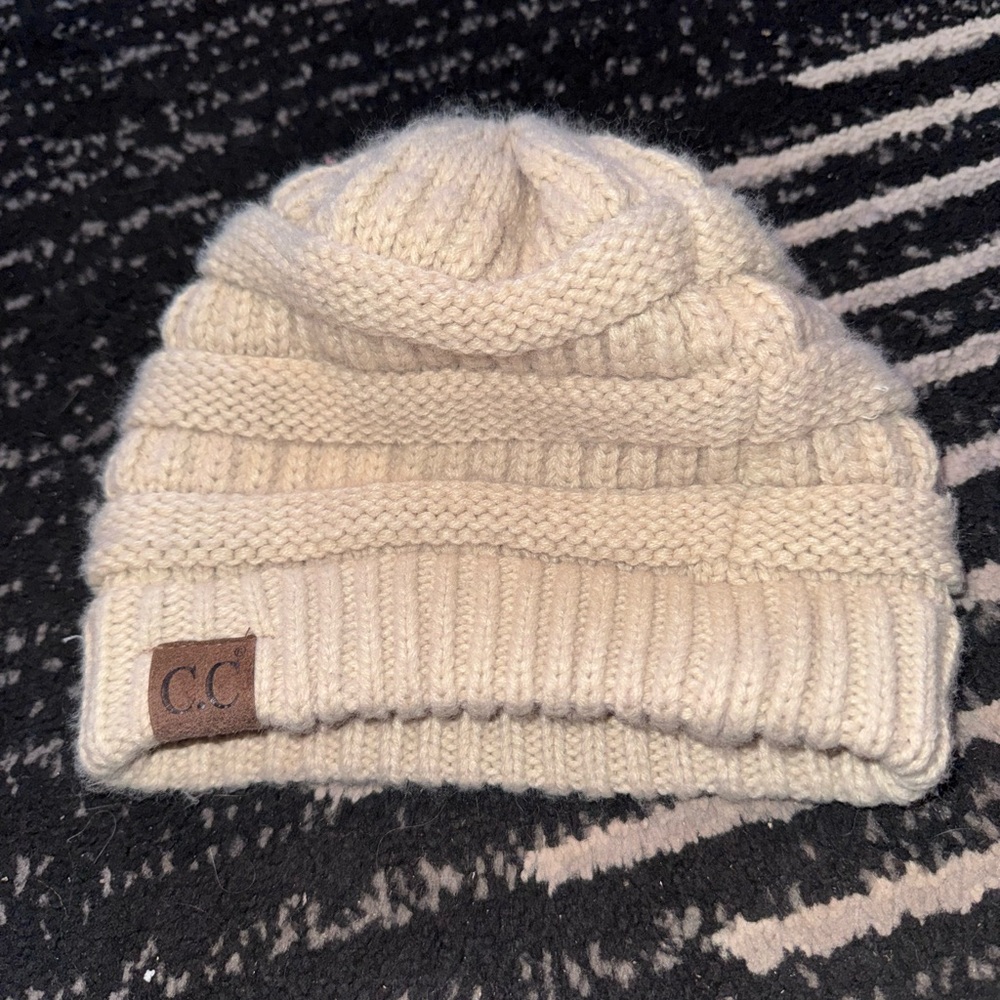 C.C Womens Cream Knit Beanie